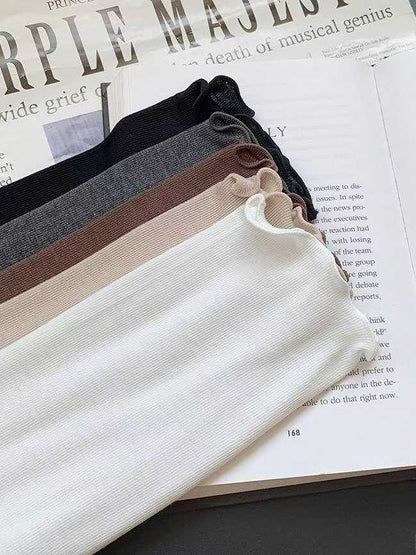 【25OCT01】韓國掛頸堆堆領木耳邊長袖上衣(5色入)